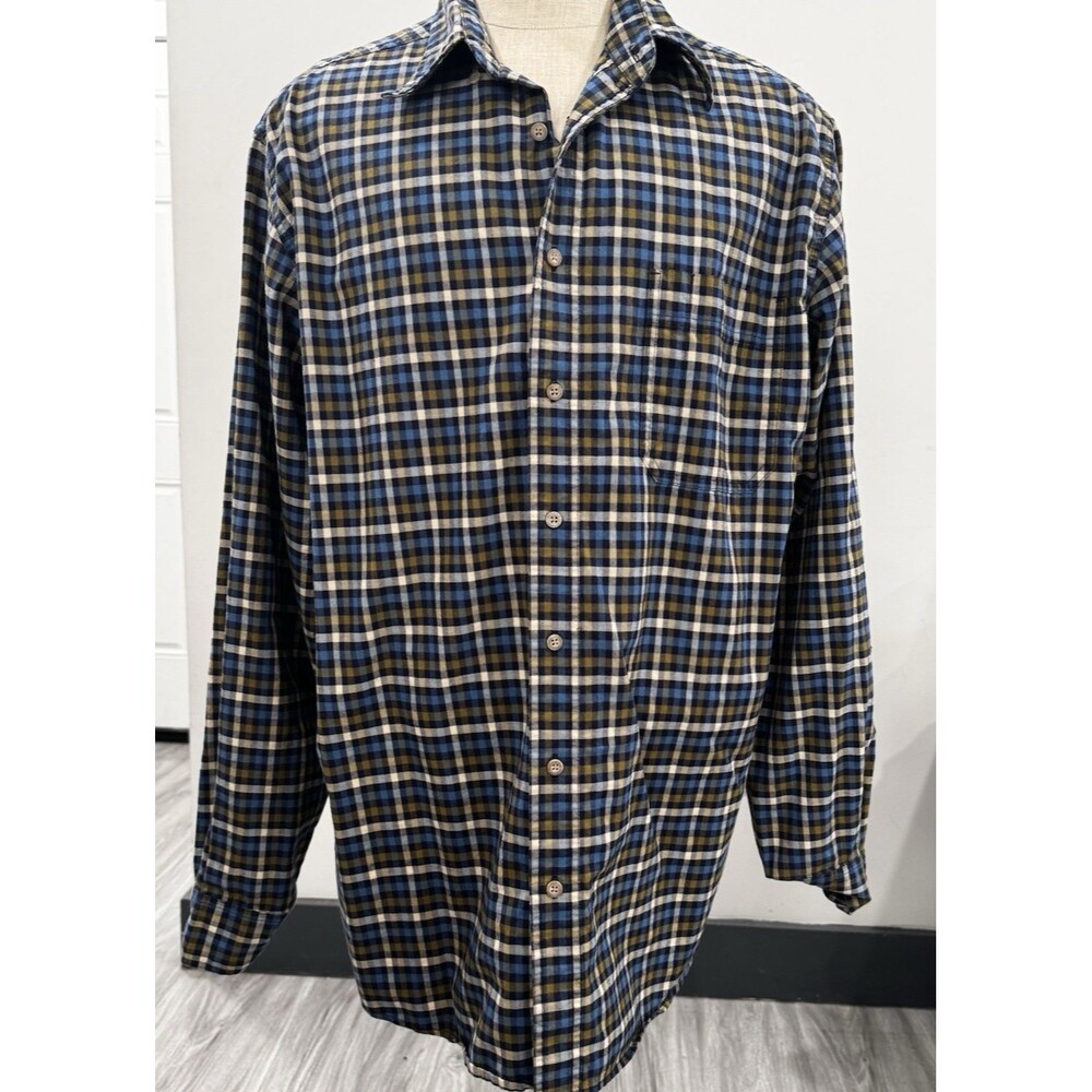 Eddie Bauer Mens Button Up Shirt Sz XL Tall Collared Long Sleeve Plaid